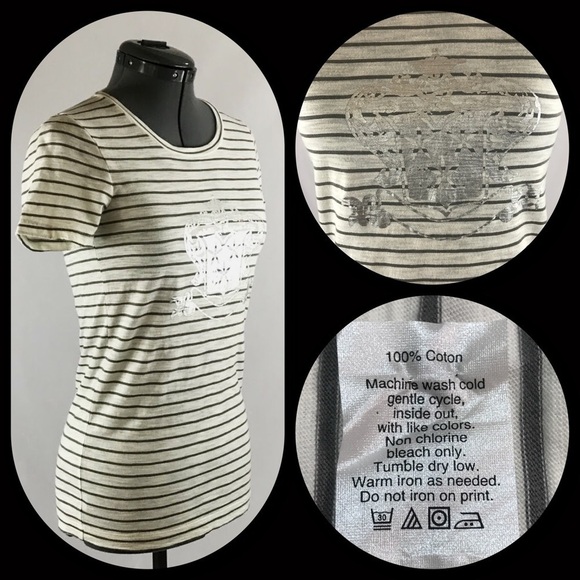 J. Crew Gray & White Stripe Tee Shirt. Size XS. NWT! - Picture 3 of 4